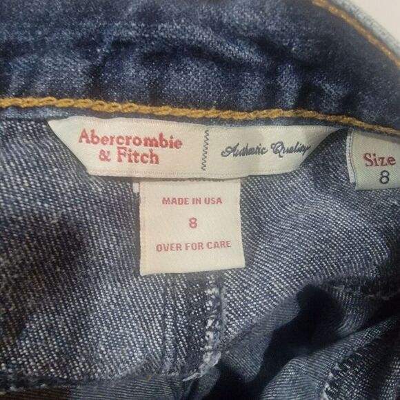 Vtg Y2K 90's Abercrombie & Fitch Midi Slit Hem Denim Skirt Womens 8 Retro USA - Picture 2 of 11